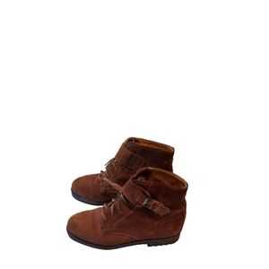 Cesare Paciotti  Women's 6.5 Brown Traditional Style Buckhold Ankle Boots Suede